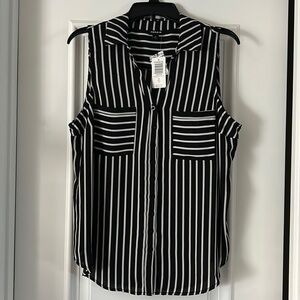 Torrid Madison sleeveless button front collar striped shirt L 12 (torrid 00)
